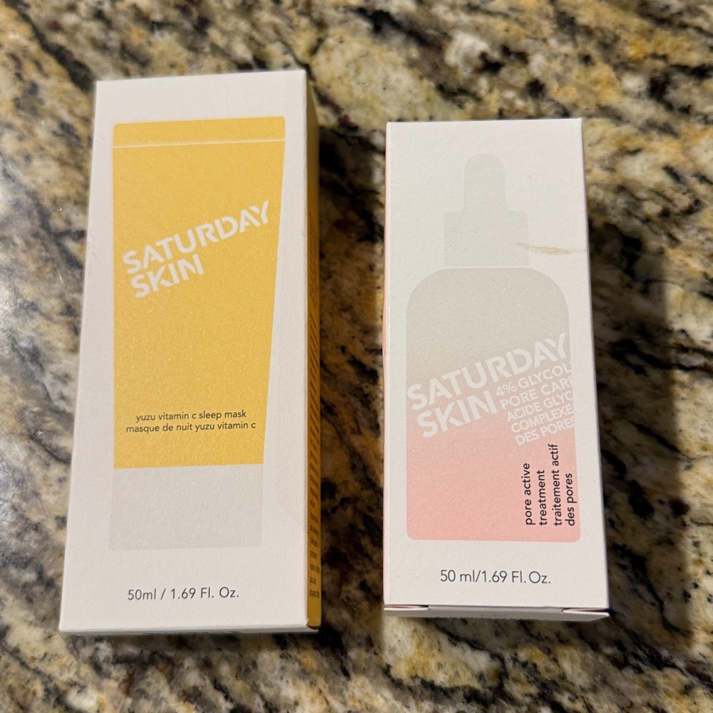 Saturday Skin Pore Clarifying Serum with Pink and White Packaging